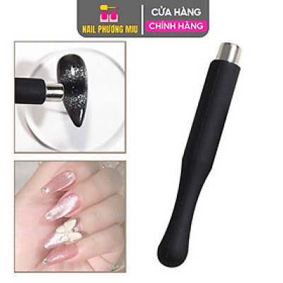 Nam Châm Tạo Mắt Mèo Đầu Tròn Bọc Silicon Đen 6cm Tạo Lực Hút Mạnh, Làm Nail Kèm Sơn Gel Tạo Hiệu Ứng cây Mắt Mèo Nữ Women
