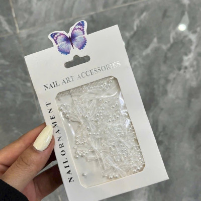 Set Charm Nơ Vải Lụa Mix Ngọc Trai Trang Trí Móng Độc Lạ, Làm Nail Sành Điệu Sang Chảnh Cho Nàng Nữ Women