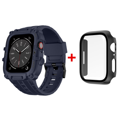 Ốp Case Kính Cường Lực tích hợp dây đeo TANK 360 cho Apple Watch Series 4/5/6/SE/7/8/9/SE1,2 Size 44mm/45mm - Hàng Chính Hãng