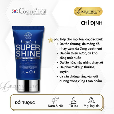 Cosmeheal Perfect Sun Serum - Tế Bào Gốc Chống Nắng Kép, Phục Hồi Da; Không Bết Dính, Bóng Dầu | Kelly Beauty