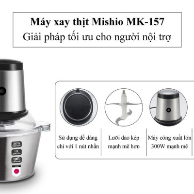 Máy xay thịt đa năng cối inox Mishio MK157 1.8L - Hàng chính hãng