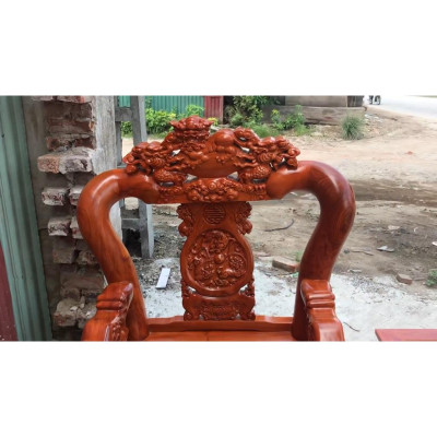 Bộ Bàn Ghế Tam Sư Nghê Ba Đầu Gỗ Hương Đá