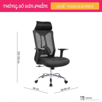 Ghế xoay nhân viên lưng cao bọc lưới SMLIFE Yashashree