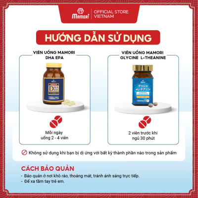 Combo Viên Uống Mamori DHA-EPA và Glycine L-theanine Giúp Tăng Cường Trí Nhớ, Cải Thiện Giấc Ngủ sâu, thư giãn