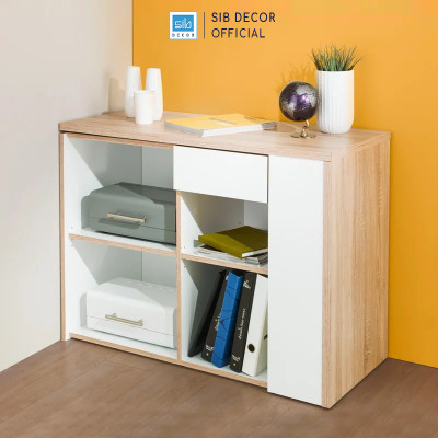 Bàn Làm Việc, Học Tập Chữ L Kết Hợp Tủ Gỗ Xoay Xếp Gọn SIB Decor BLV76