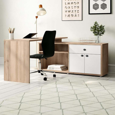 Bàn máy tính chữ L kết hợp tủ lưu trữ  SMLIFE Dagen