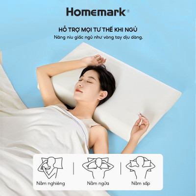 Gối Memory Foam Homemark Cao Cấp – Giảm Đau Vai Gáy, Nâng Đỡ Cổ, Thoáng Khí, Siêu Êm Ái