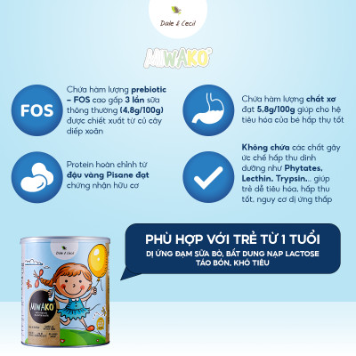 Sữa Hạt Miwako Vị Gạo Hộp 700g x 2 Hộp Nhập Khẩu Chính Hãng Malaysia, Sữa Thuần Chay Chuẩn USDA, Sữa Hạt Cao Cấp Cho Bé