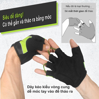 Lysin - găng tay bọc nửa ngón tập gym, thể dục, xe đạp, tạ lure, câu cá, xe máy chống trượt bảo vệ tay thương hiệu Nhật bản