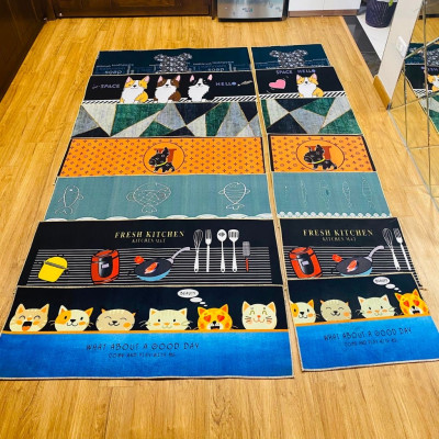 Set bộ 2 thảm 3D nhà bếp cao cấp chống trơn trượt , hoa văn hiện đại , được dệt từ sợi thiên nhiên  thấm hút nước và bụi bẩn cực tốt  ,đế thảm có độ ma sát cao,  , thiết kế lớp cao su chống trượt  , bề mặt thảm mịn, không xù lông, không phai màu 