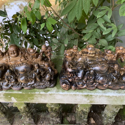 Tượng phật di lặc ngũ phúc bằng gỗ mun kt 30×15×15cm