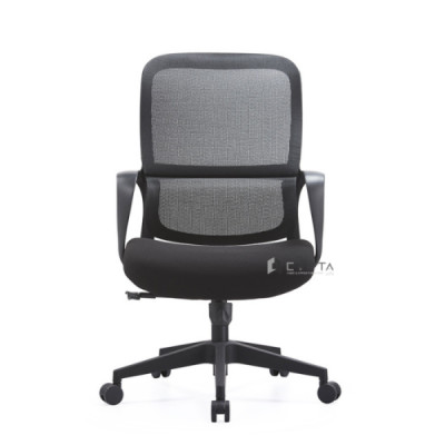 Ghế nhân viên màu đen CE4550-M Nội thất Capta Ghế văn phòng lưng lưới nâng hạ gật gù tay nhựa lưng có giá đỡ cột sống 