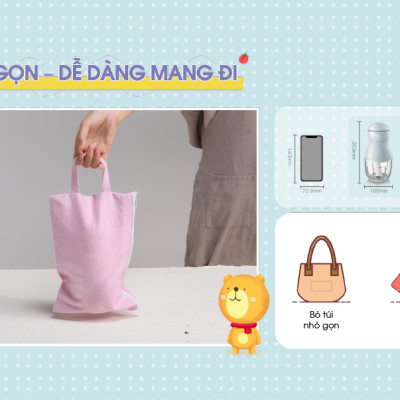 Máy Xay Thực Phẩm Đa Năng, Máy Xay Ăn Dặm BEAR GR-B03V2 Xay Cực Êm An Toàn Vệ Sinh, Dung Tích 0.3 Lít Công Suất 120 W - Hàng Chính Hãng