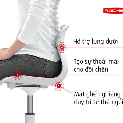 [Ghế Roichen WOW Minh ngọc] Ghế chỉnh dáng ngồi đúng  có chân xoay Roichen - WOW Hàn Quốc. Nhiều màu lựa chọn.