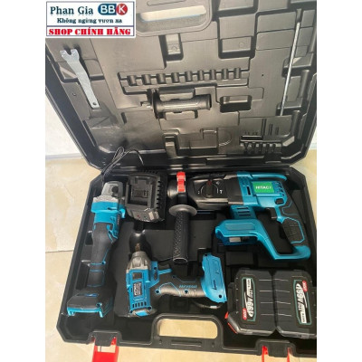 Bộ combo 3 trong 1 Máy Khoan Đục Bê Tông Dùng Pin 188V - Khoan Bê Tông Siêu Khỏe - Máy mài Cầm Tay-pin 15cell