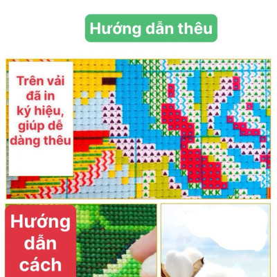 [Thêu 4 sợi] Tranh thêu kín túi tiền 69011, kích thước 60 x 60 cm