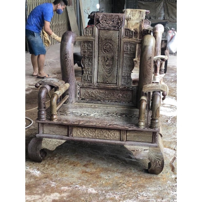 Bàn ghế mun đuôi công Tần Thủy Hoàng sang trọng