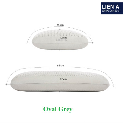 { Tặng Vỏ } Gối Cao Su Than Hoạt Tính Liên Á Oval Grey 45x65x12cm - Cao Su Thiên Nhiên 100%