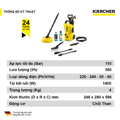 Máy phun rửa áp lực cao Karcher K 2 Power Control Car & Home