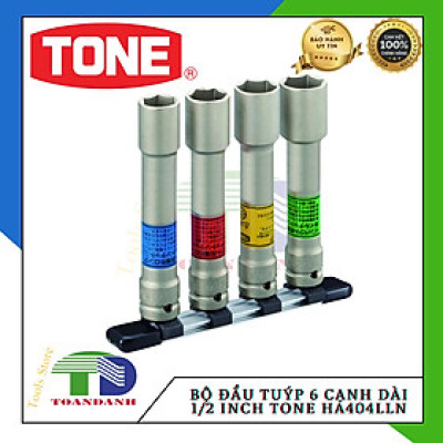 [CHÍNH HÃNG ]Bộ đầu khẩu dài 1/2" dành cho súng siết (6 cạnh, có giá đỡ) TONE HA404LLN
