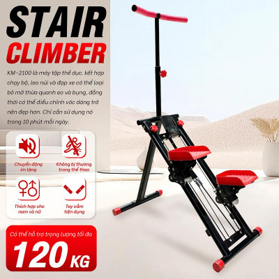 BG Máy Leo Bậc Thang, Máy Leo Núi, Máy tập Thể Dục Leo Cầu Thang KM-2100 WHITE Gấp Gọn Tại Nhà