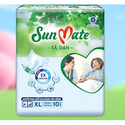 Combo 6 Gói Tã dán Sunmate XL10 - Tã Người Lớn - Date luôn mới
