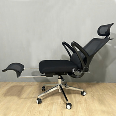 Ghế làm việc khung trắng nệm lưới vải xám CR4330-2M Nội thất Capta Ghế văn phòng có gác chân chân xoay thép mạ chrome tại hcm