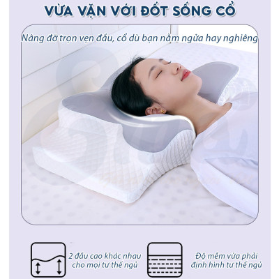 Gối công thái học EMA thế hệ thứ 2 - Chống đau cổ vai ngáy, chống ngủ ngáy, hỗ trợ ngủ nhanh