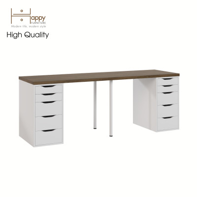 [Happy Home Furniture] LIDA, Bàn làm việc - 2 bên ngăn tủ- 2 chân sắt, BAN_026, BAN_027