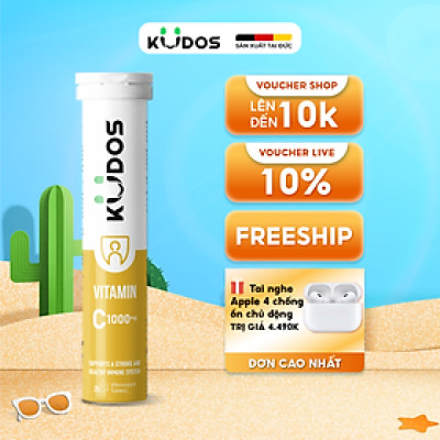 Thực phẩm bảo vệ sức khỏe KUDOS VITAMIN C 1000 MG hương chanh (20 viên/tuýp)