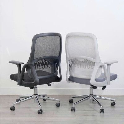 Ghế lưới văn phòng CE4561-M Nội thất Capta Ghế văn phòng lưng trung lưới đen nệm vải đen khung ghế nhựa màu đen nâng hạ gật gù chân ghế thép mạ chrome đầu nhọn có bánh xe hiện đại cao cấp mới nhất 