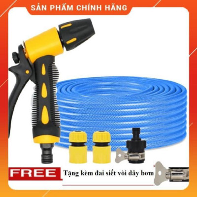 Vòi Xịt Rửa Xe️ Bộ dây vòi xịt nước rửa xe, tưới cây , tăng áp 3 lần, loại 20m 206319 cút sập, + đai