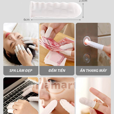 Túi 100 Bao Ngón Tay Cao Su Bọc Bảo Vệ Đầu Ngón Tay Chống Mài Mòn Bụi Bẩn Bảo Hộ Lao Động