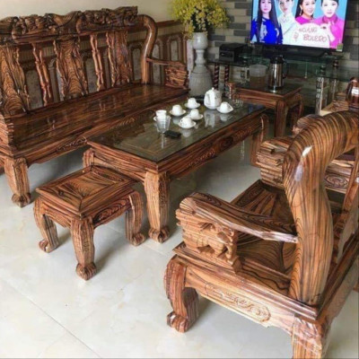 Bộ bàn ghế phòng khách gỗ tràm cột 10 đồ gỗ BÌNH LONG