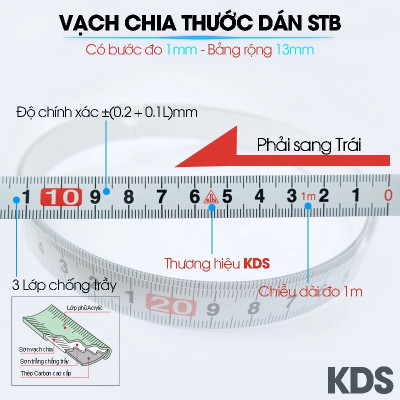 Thước dán số đo từ phải sang trái Nhật Bản KDS