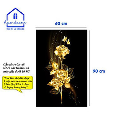 Decal dán tủ lạnh mẫu hoa hồng - Chất liệu chống nước, phù hợp với mọi loại tủ