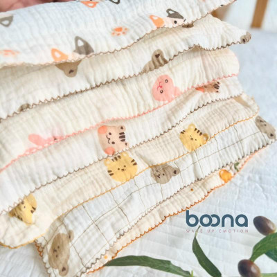[Sơ sinh] Gối Xô Organic Muslin chống bẹp đầu loại mỏng phù hợp cho bé sơ sinh - Hãng Boona