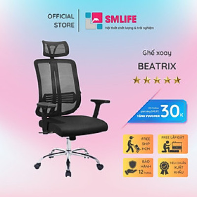 Ghế xoay nhân viên bọc lưới có tựa đầu SMLIFE Beatrix
