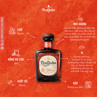 Rượu Don Julio Anejo Tequila 38% 75cl