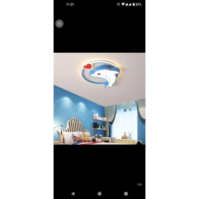 (Hàng chuẩn số 1) Đèn ốp trần buồng ngủ trẻ con hình cá heo, 3 cơ chế năng lượng MN087