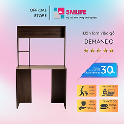 Bàn Học Sinh Bằng Gỗ Liền Giá Sách Đẹp SMLIFE Demando