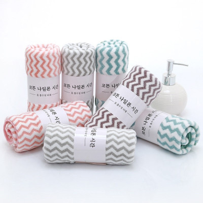 Combo 5 cái khăn lau mặt lông cừu Hàn Quốc .50 x 30cm ,kẻ sọc nhiều màu ,sợi bông mềm mại cao cấp và tiện lợi