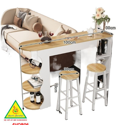 Quầy bar mini, quầy bar kiêm vách ngăn phòng khách nhà bếp 4VQB06 ( Không kèm ghế )- NỘI THẤT LẮP RÁP VIENDONGADV