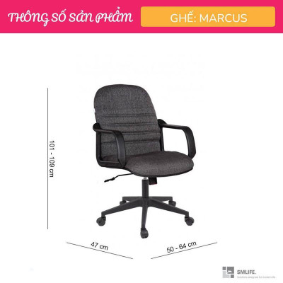 Ghế xoay văn phòng lưng trung bọc vải SMLIFE Marcus