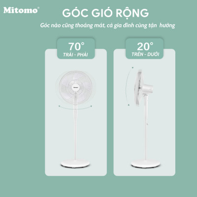 Quạt Cây Đứng Cao Cấp Mitomo FCE - 50AE MAX, có điều khiển từ xa, hẹn giờ, hoạt động siêu êm  hàng chính hãng