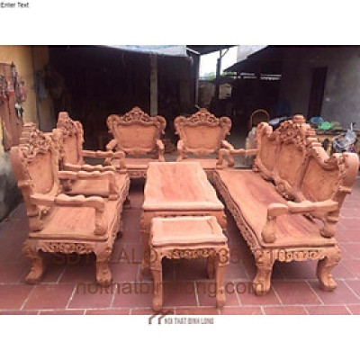 Bộ bàn ghế gỗ phòng khách kiểu louis pháp gỗ hương đá