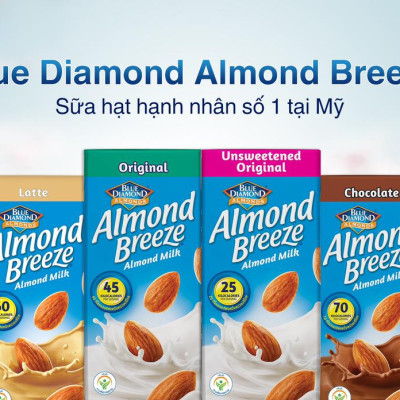 Blue Diamond - Sữa Hạt Hạnh Nhân ALMOND BREEZE Nguyên Chất Hộp 946ml