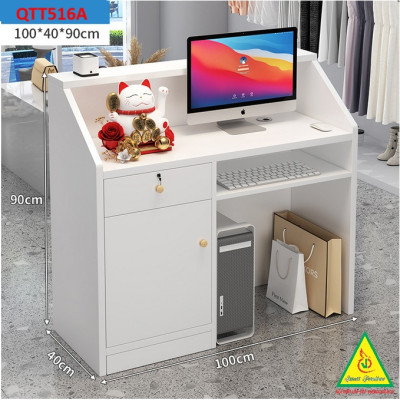 Bàn thu ngân, bàn lễ tân, bàn tính tiền bằng gỗ MDF QTT516 - NỘI THẤT LẮP RÁP VIENDONGADV