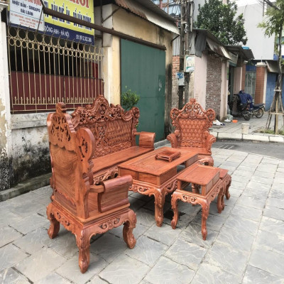 Bộ Bàn Ghế Hoàng Gia Gỗ Hương Đá