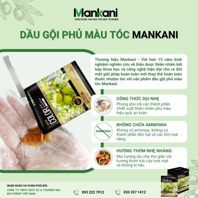 Gói Dầu Gội Nhuộm Tóc, Phủ Bạc Thảo Dược Mankani [Gói 25ml - Nâu Đen]